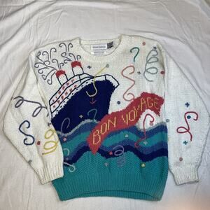 Robert Scott Ltd. Bon Voyage Cruise Ship Hand Knit Rami And Cotton Sz Small VTG